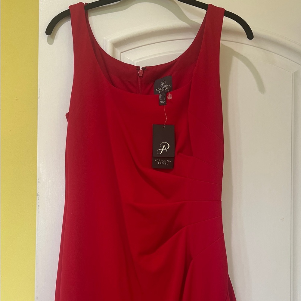 Adrianna Papell Vibrant Red Midi Dress